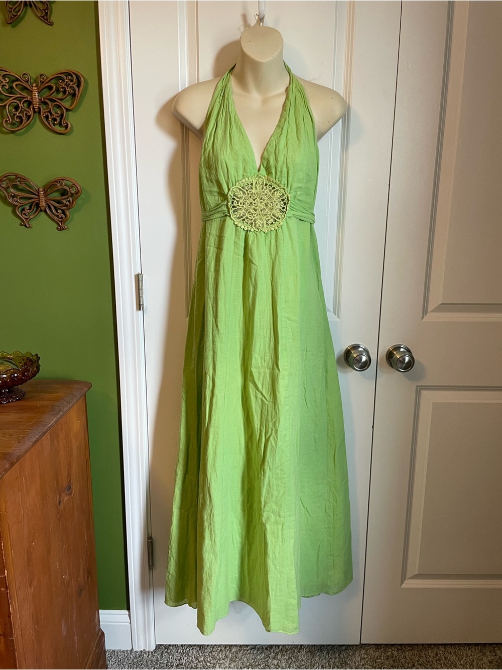 Alice & Trixie Neon Green Halter Dress Small